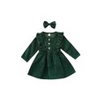 thumbnail image 1 of Kmbangi Robe Plissée Princesse à Boutons Volants Taille Haute pour Bébé Fille avec Bandeau, 1 of 9