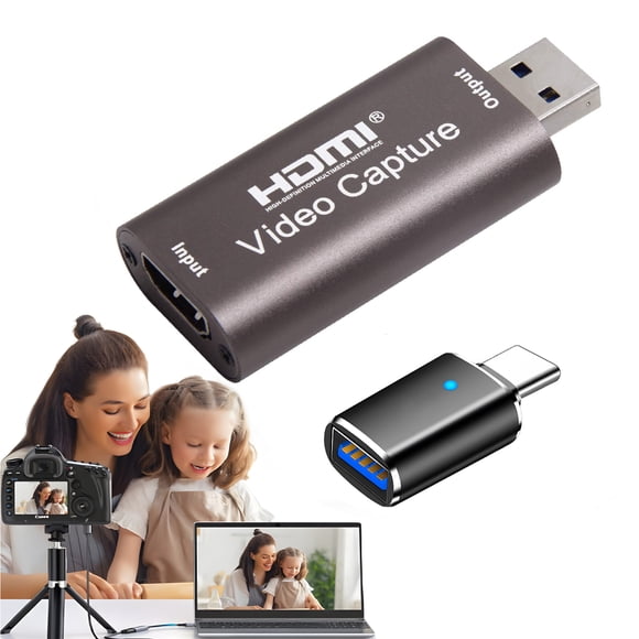 Audio Video Capture Cards 1080P Video Card USB 2.0 HDMI Capture Device - Record Card Support High Definition Acquisition/Game Live Streaming/Screen Sharing/Video Recording/Live Conference