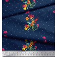 thumbnail image 3 of Soimoi Polyester Crepe Fabric Dot,Leaves & Periwinkle Floral Decor Fabric Printed Yard 52 Inch Wide, 3 of 3