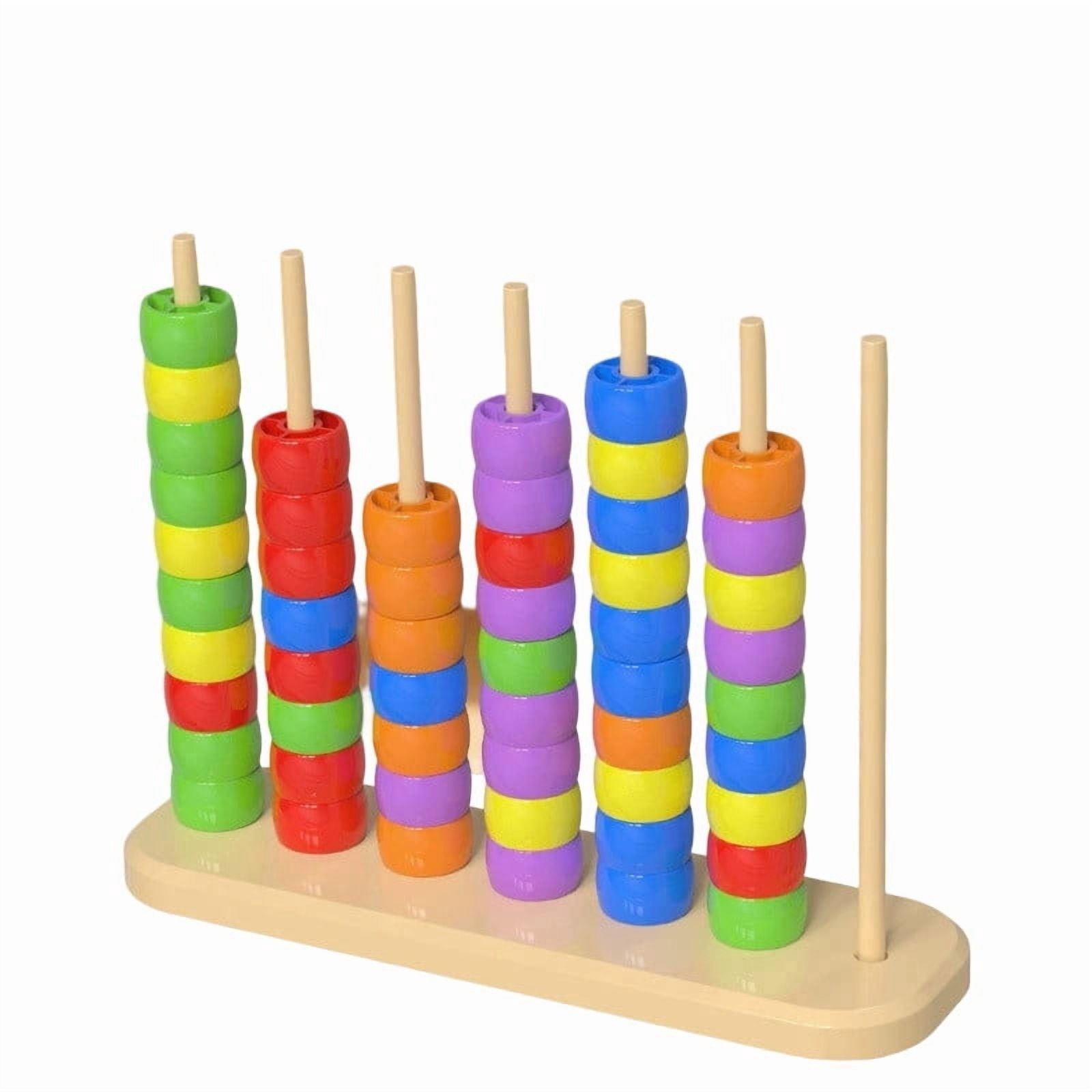 Wooden Board Game Color Matching Rings, Staron Early Education Puzzle Toys for Ages 3-6, Tabletop Learning Game for Kids with Fine Motor Skills Development