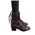 thumbnail image 5 of B91xZ Bottes pour Femmes Rétro Talon Haut en Daim Fermeture Éclair Mi-Mollet, Violet 6.5, 5 of 5