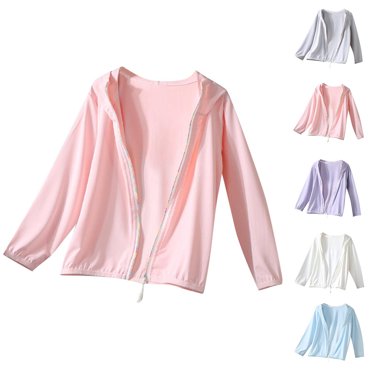 MKOSPLRT Kids Zip-Up Hoodie 2-16 Years Girls Boys UPF50+ Sun Protection Shirts Solid Hiking Running Athletic Shirt with Thumb Holes