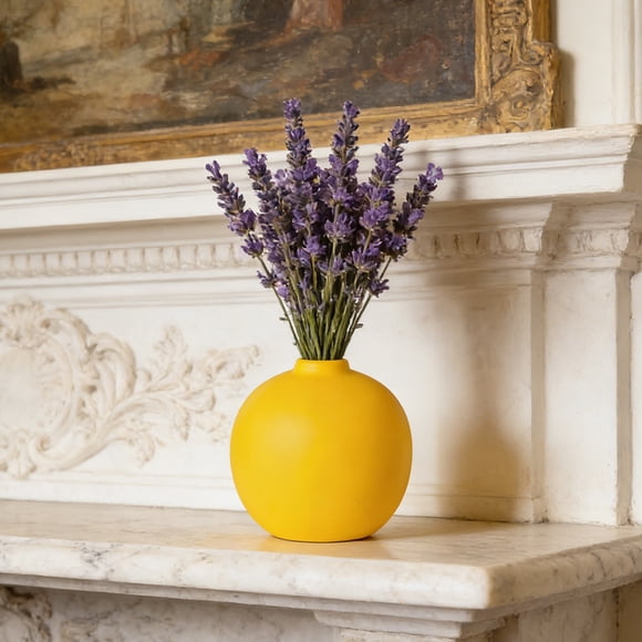 Mini Vase Rond en Plastique Imitation Céramique 3,86 Po Moderne pour Table Étagère Centre de Table Déco