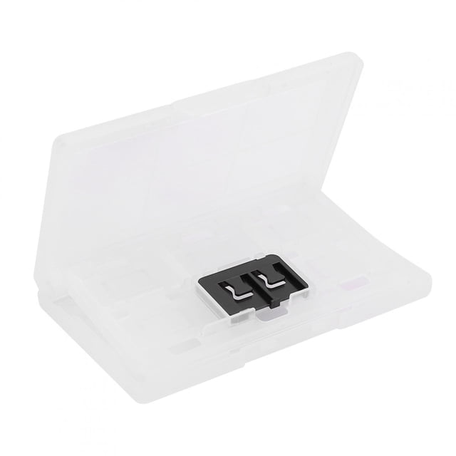 Game Cards Holder, 12‑in‑1 game card case designed for Nintendo Switch game cards. Made from durable ABS material, this compact white case measures approximately 11.5 x 7 x 1.5 cm (4.5 x 2.8 x 0.6 in) and features a matte surface for a delicate touch. It offers a super large capacity with interlayer protection to keep game cards organized, dust-free, and scratch-free. The open case displays slots for securely holding multiple game cards.