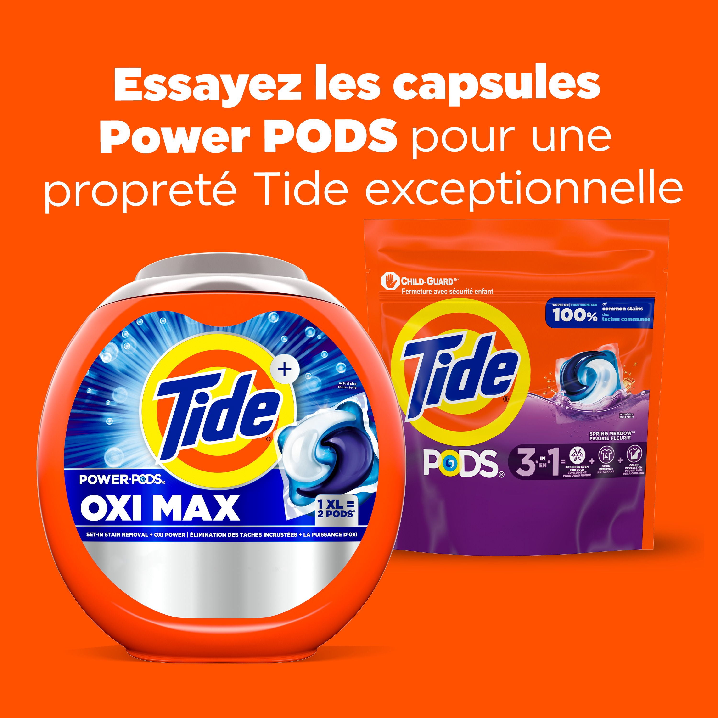Tide Capsules de Détergent à Lessive, Parfum Prairie Fleurie, 3 en 1 Détachant, Éliminateur d'Odeurs, Protecteur des Couleurs, Capsules de Savon à Lessive Concentré, 16 Unités