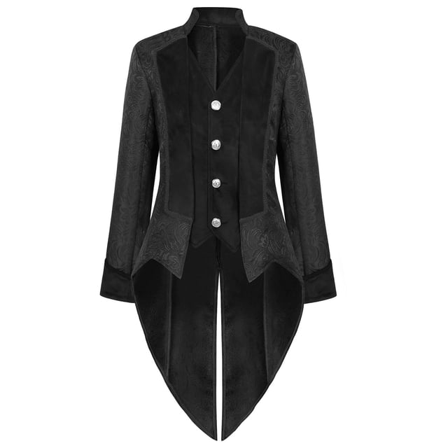 Styesk Jackets for Men Men Patchwork Turn-down Collar Long-sleeved Costume Cosplay Swallow-tailed Coat