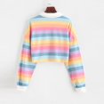 thumbnail image 3 of XZNGL Womens Color Stripe Button Long Sleeve Pullover Hoodies Sweatshirt Tops Blouse, 3 of 8