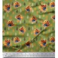 thumbnail image 1 of Soimoi Polyester Crepe Fabric Feather & Bird Cartoon Fabric Prints by Yard 52 Inch Wide, 1 of 3