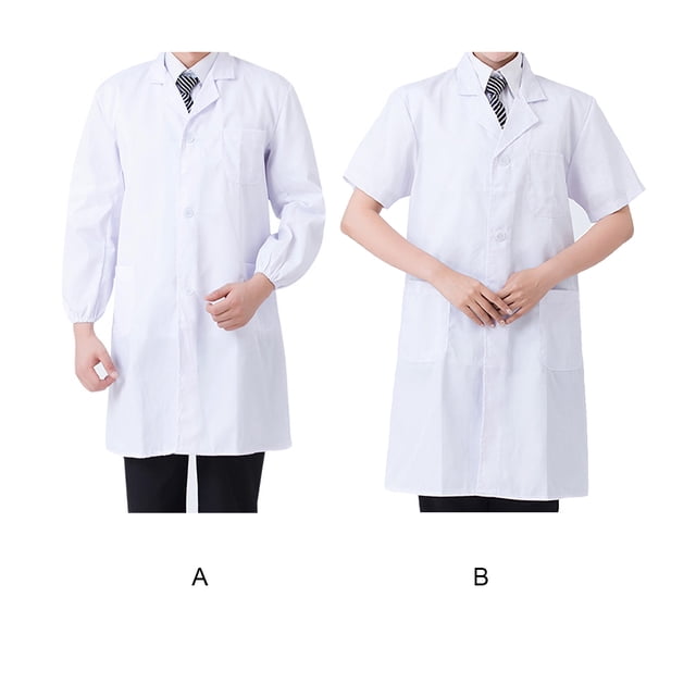 Laboratory Coat Buttons Multi Pocket Short Sleeve Pet Shop School Factory Work Clothes Internship Section Beautician Use Long Sleeve XL