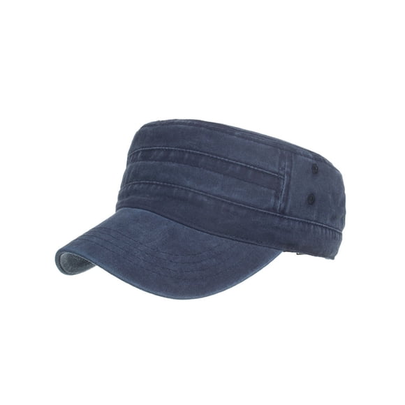 Washed Cotton Military Caps Cadet Caps Unique Design Vintage Flat Top Cap sun hats for women Hat for women Blue