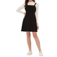 thumbnail image 2 of INSPIRE CHIC Robe Salopette Courte Trapèze pour Femme en Faux Suède avec Boutons Décoratifs TG Noir, 2 of 6