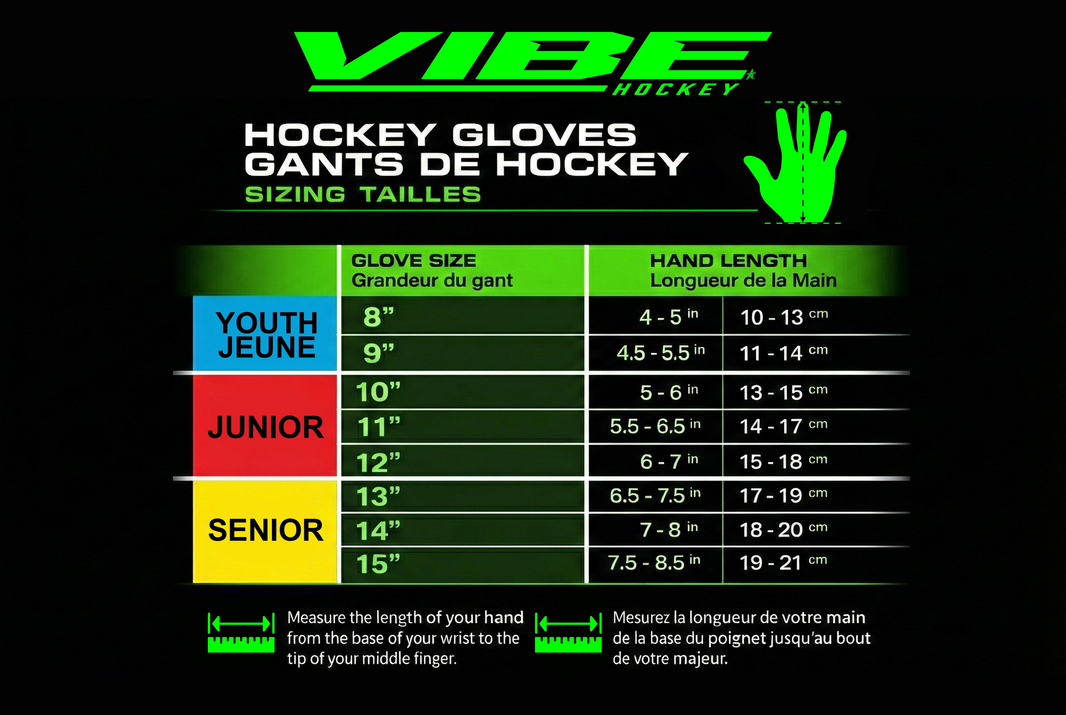VIBE Hockey Gloves – 11 For Ice, Roller or Ball