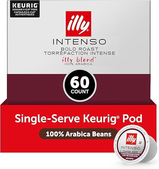 Illy K-Cup Intenso Bold Roast - 60 Count | Premium Coffee Pods for Rich and Bold Flavor