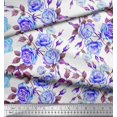 thumbnail image 2 of Soimoi Tissu Poly Georgette Feuilles et Imprimé de Fleurs de Roses, Tissu au Mètre, 42 Pouces de Large, 2 of 3