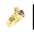 thumbnail image 3 of RYLOS Rings Gold Plated Silver Claddah Love, Loyalty & Friendship Heart 6MM Gem Irish Wedding Band Claddagh Rings February Amethyst Jewelry Size 12, 3 of 7