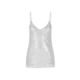 thumbnail image 4 of Plus Size Tank Tops for Women Loose Fit V-Neck Spaghetti Strap Sequin Ruched Waist Solid Top with Stretchy Lining, 4 of 7