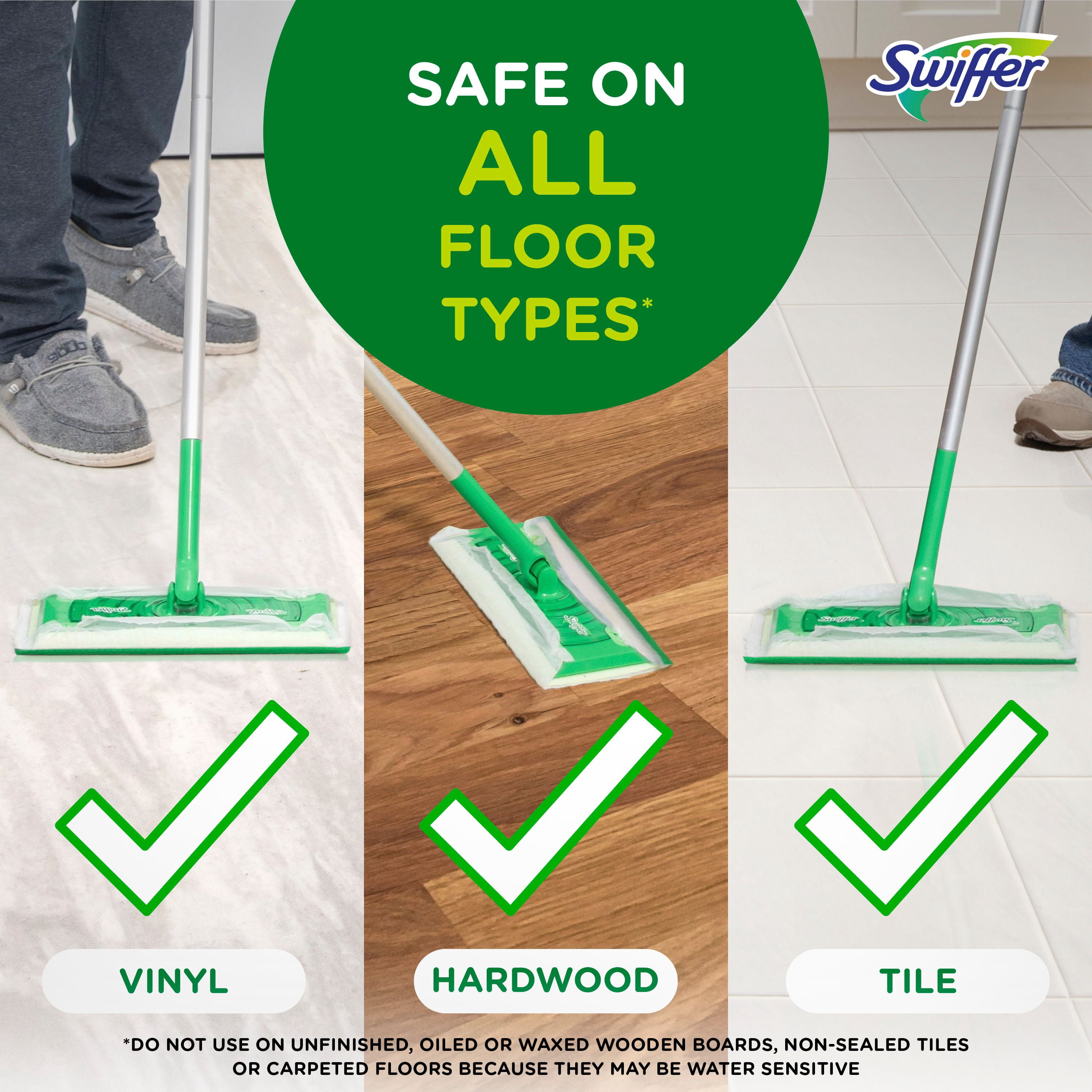 Swiffer Balai + Vadrouille, Linges Humides de Recharge, Nettoyant pour Planchers, Linges de Nettoyage, Frais, 12 Unités