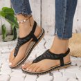 thumbnail image 3 of Hyknon Sandals for Women Large Size New Toe Clip Rhinestone Sandals Elastic Flat Shoes Arch Support Comfortable Sandals, 3 of 5