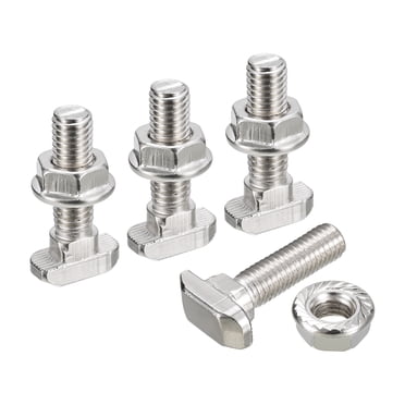 Unique Bargains M8x30mm T Slot Drop in Bolt and M8 Hexagon Flange Nut Set 10 Sets T-Bolt for 40 Series Aluminum Profile