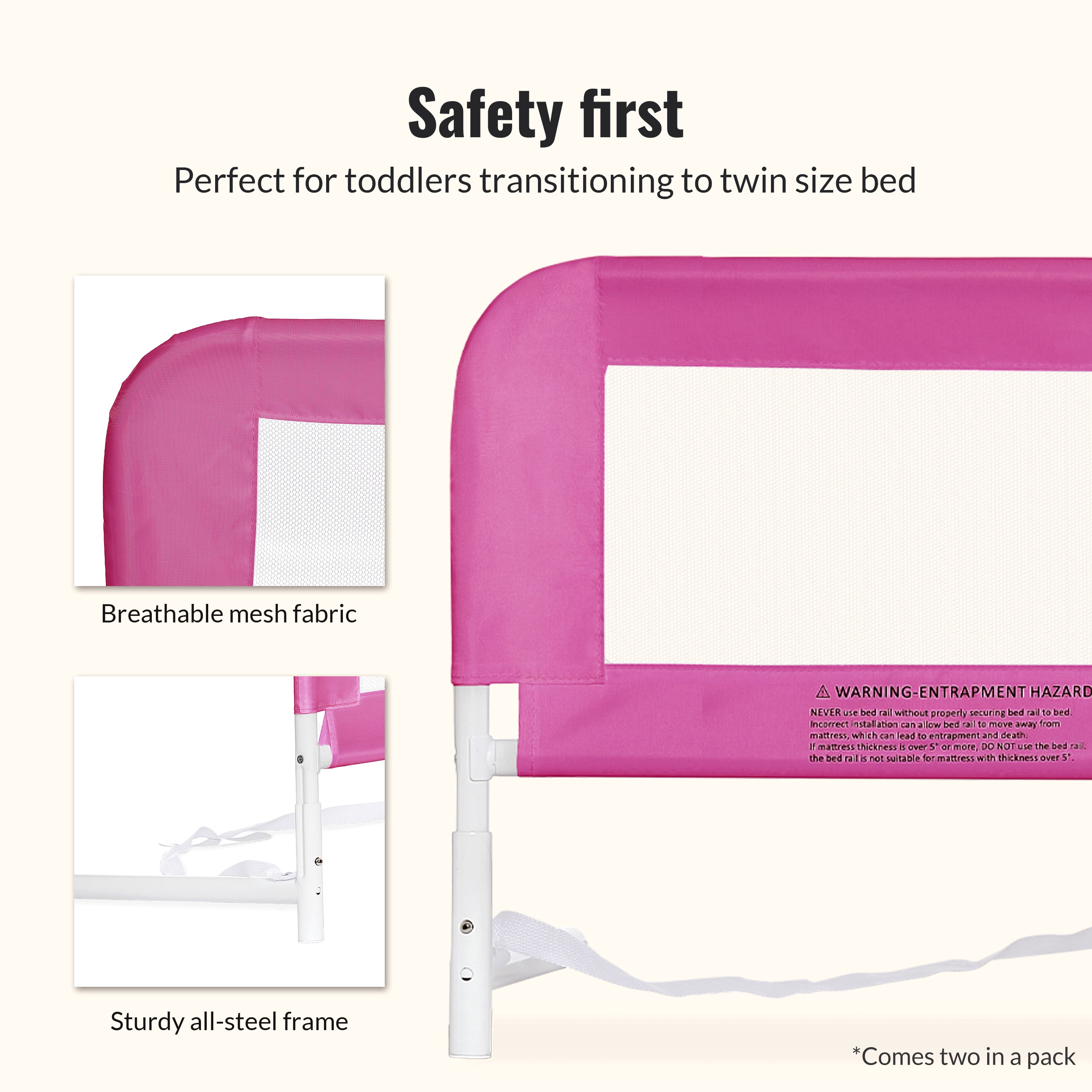 Dream On Me Mesh Security Bed Rails, Double Pack