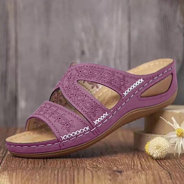 Dvkptbk Sandales Femmes Sandales Multicolores Brodées pour Femmes avec Semelle Compensée à Bout Ouvert Chaussures à Plateforme Chaussures pour Femmes