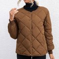 thumbnail image 3 of WRKEKC Women's Button Front Shirt Jacket Long Sleeve Solid Color Versatile Office Daily Wear Breathable Comfort Fall Winter Layering Top Plus Size Coffee M, 3 of 4