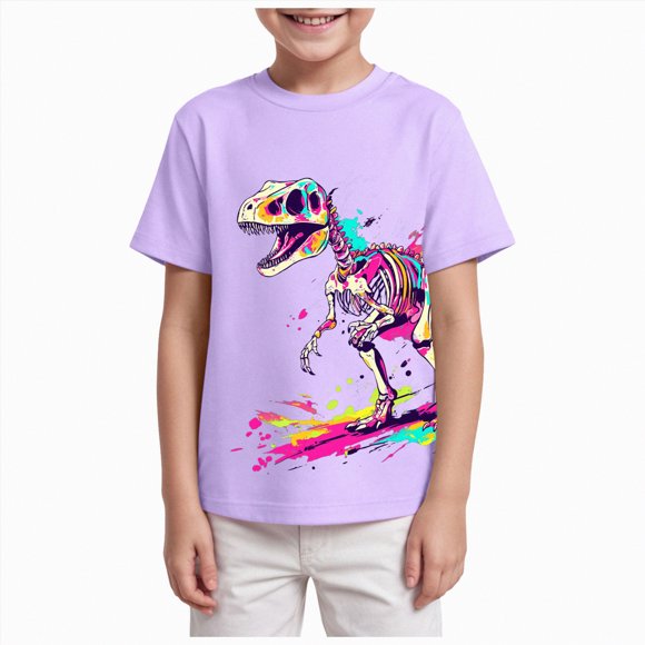 gdxvjhbj Baby T Shirts T Shirts for Boys Toddler Girls Dino Types of Dinosaurs Kids Retro Tshirt Kids Summer Tee Tops 5T 6T (Purple,5-6 Years)
