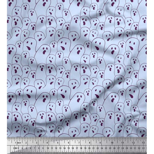 Soimoi Rayon Fabric Ghost Halloween Print Sewing Fabric Yard 56 Inch Wide