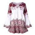 thumbnail image 1 of Leutsin Womens Plus Size Printed Flare Sleeve Plus Size Plus Size Tops Blouses Keyhole T-Shirts, 1 of 1