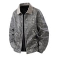 thumbnail image 2 of PEONAVET Mens Jacket Men's Solid Color Zipper Cardigan Long Sleeved Lapel Workwear Jacket, 2 of 5