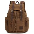 thumbnail image 1 of KAUKKO Vintage Casual Canvas and Leather Rucksack Backpack, 1Khaki, 1 of 5
