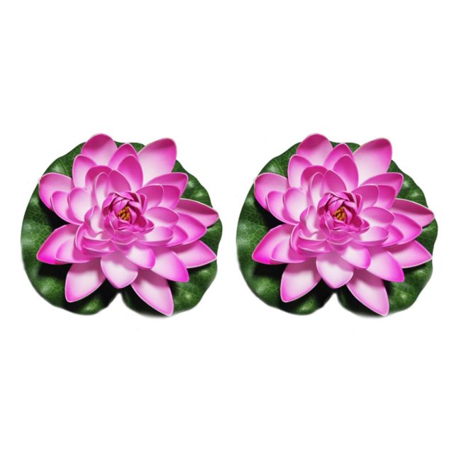 QualitChoice Artificial Lotus Replacement Simulation Outdoor Garden Park Pond Pool Photography Fake Water Flower Decor Dark Pink 2PCS