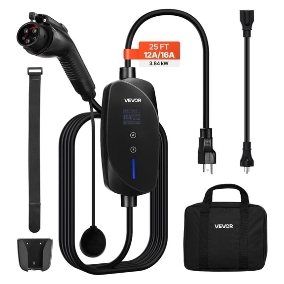 VEVOR Chargeur EVA Niveau 1&2 Chargeur Portable Courant Réglable 16A 120V 240V avec LCD