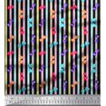 thumbnail image 1 of Soimoi Black Rayon Fabric Heart Stripe Print Sewing Fabric Yard 42 Inch Wide, 1 of 2