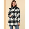 thumbnail image 4 of INSPIRE CHIC Women's Notched Lapel Double Breasted Plaids Overcoat, 4 of 6