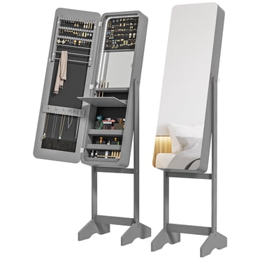 HOMCOM Armoire à Bijoux Autoportante Miroir avec Lumières DEL et Support