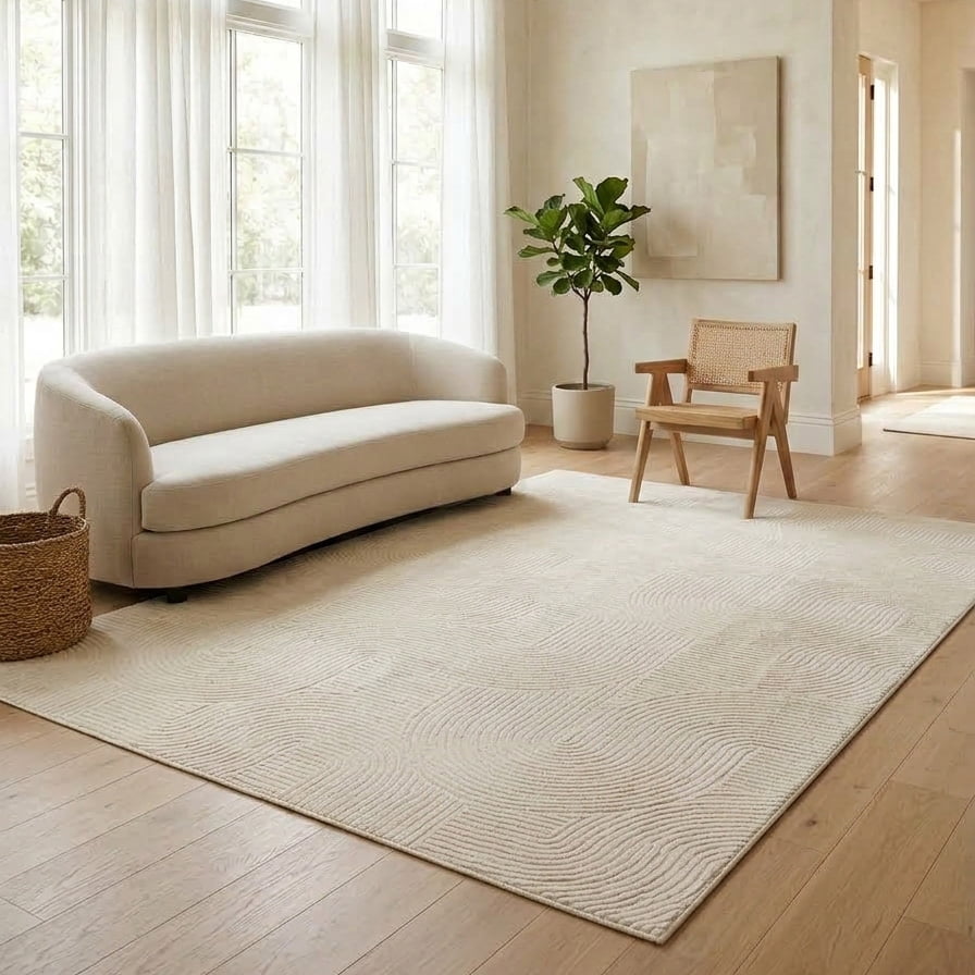 Tapis Elion Lavable A la Machine Contemporain/Moderne pour Salon, Chambre, Salle Manger, Entrée