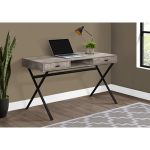 Monarch Specialties Computer Desk, Home Office, Laptop, Storage Drawers, 48"l, Work, Metal, Laminate, Beige, Black, Contemporary, Modern