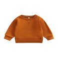 thumbnail image 1 of MesaSe Bébé Garçon Fille Solide Coton Pull-Over Col Rond Manches Longues T-Shirt Tops Printemps Vêtements d'Automne Brun 2-3 Ans, 1 of 7