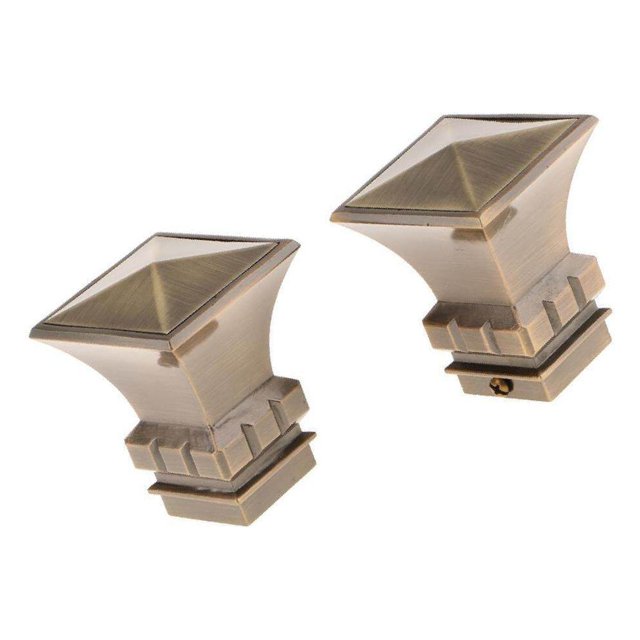 Langgg 2Pcs Curtain Rod Ends Drapery Pole Head for Dia. 28mm Rod Square Tower#Bronze