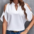 thumbnail image 2 of FAIWAD Summer Tops for Women Off The Shoulder V Neck Shirts Solid Color Going Out Blouses, 2 of 3