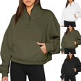 thumbnail image 3 of Womens Half Zip Up Cropped Hoodies Pullovers Sweatshirts Quarter Zipper Rib Knit Sweaters Fall Winter Clothes 2023, 3 of 9