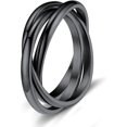 thumbnail image 1 of ORUYROP Women Triple Interlocked Rolling Ring, Delicate Looking, Stainless Steel/Gold Plated/Black (Send Gift Box), 1 of 7