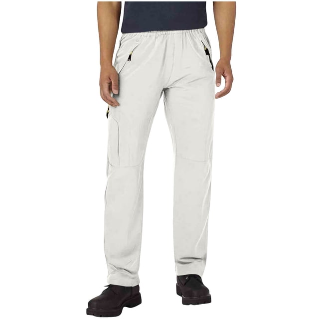 Lovzfmll Unisex Solid Color Quick-Dry Waterproof Hiking Pants, Lightweight, Multiple Pockets for Golf and Hunting White, M