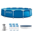 thumbnail image 1 of Intex Piscine hors Terre en Métal avec Pompe, Cartouche de Filtre, Lot de 6, et Couvercle, 1 of 11