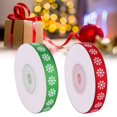 thumbnail image 3 of 15 Rolls Snowflake Print Christmas Red Green Grosgrain Ribbon Roll for DIY Craft, 3 of 3