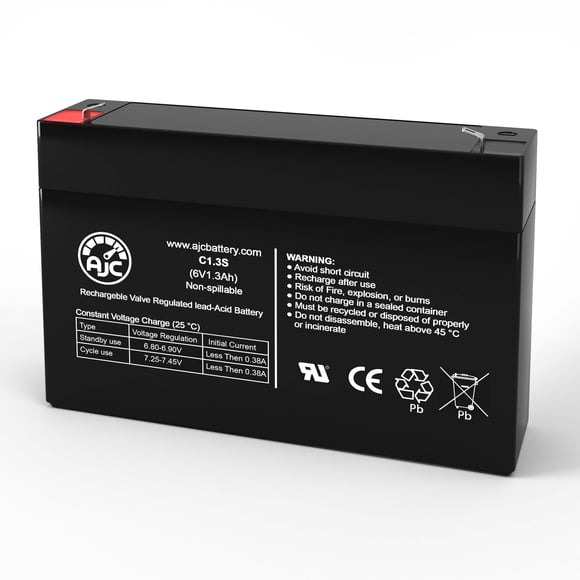 Fire-Lite 6100 6V 1.3Ah Emergency Light Battery - This Is an AJC Brand Replacement