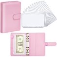 thumbnail image 1 of PU Leather Notebook Binder Budget Planner Binder Cover with 12 Pieces Binder Pocket Personal Cash Budget Envelopes System 6 Hole Binder Zipper Folder(Pink), 1 of 7