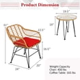 thumbnail image 4 of Costway Ensemble Bistro de Patio en Rotin 3 Pcs avec Coussins Chaise Table Rouge, 4 of 10