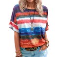 thumbnail image 1 of Innerwin Hauts à Rayures T-Shirt Femme Tenue d'Intérieur Manches Courtes T-Shirt Ample Rouge P, 1 of 8